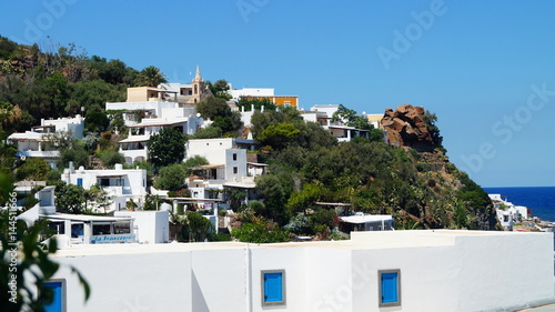Tipical house in panarea island with bue sky in background