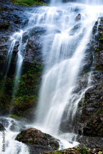 Mountain waterfall with long exposure