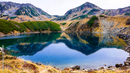 Mountain and lake in Japan Alpine route photo