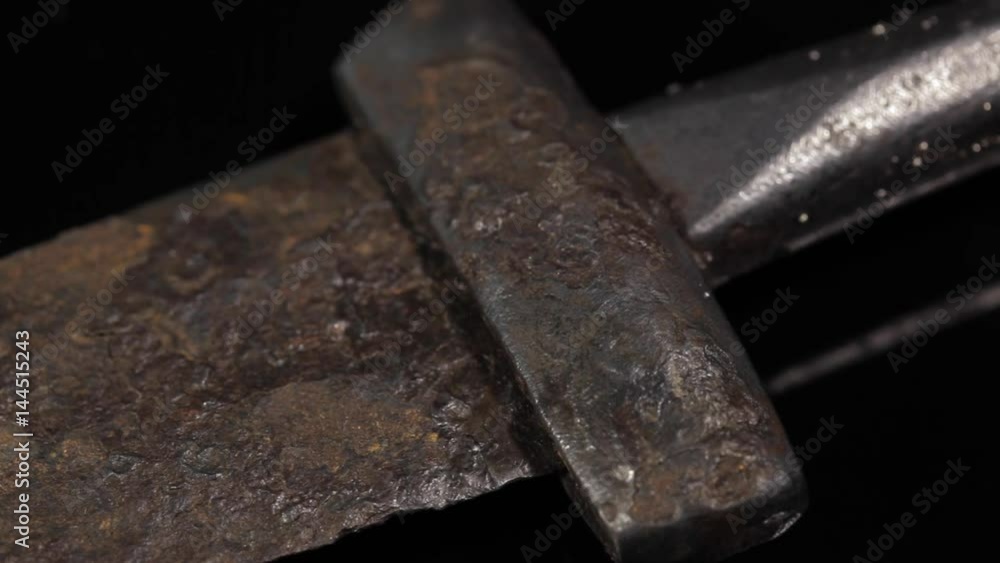 Original ancient Viking sword from 11th century. Hilt with exceptional silver engravings. Original ancient Viking sword from 11th century. Hilt with exceptional silver engravings.