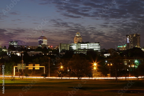 Skyline night view of Sandton, South Africa. 