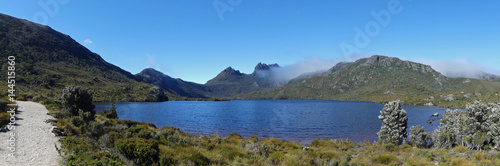 Cradle mountain national park with mount range and dove lake , Tasmania, Australia