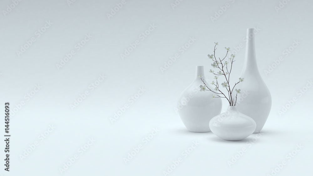 Three decorative vases on white background Three decorative vases on white background