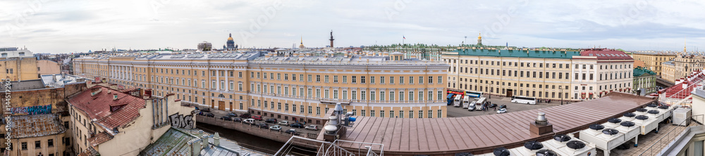 Panorama of St. Petersburg with a view of the Palace Square and the Moika River