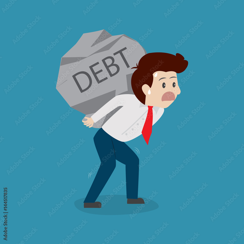 Businessman holding a debt.Vector illustration business cartoon concept. Businessman holding a debt.Vector illustration business cartoon concept.
