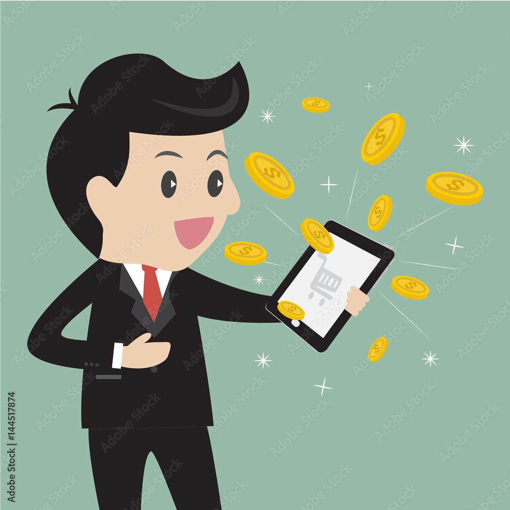 Shopping online make money..Vector illustration business cartoon concept. Shopping online make money..Vector illustration business cartoon concept.