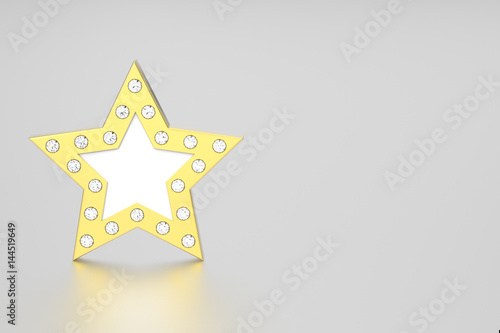 3D illustration gold star with diamonds