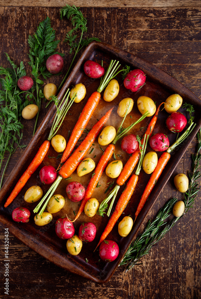 Potatoes and Carrots in a Stoneware Dish Potatoes and Carrots in a Stoneware Dish