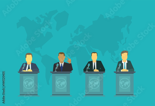 Deputies behind the podium. Politics events International Assembly, the policy of government nation president