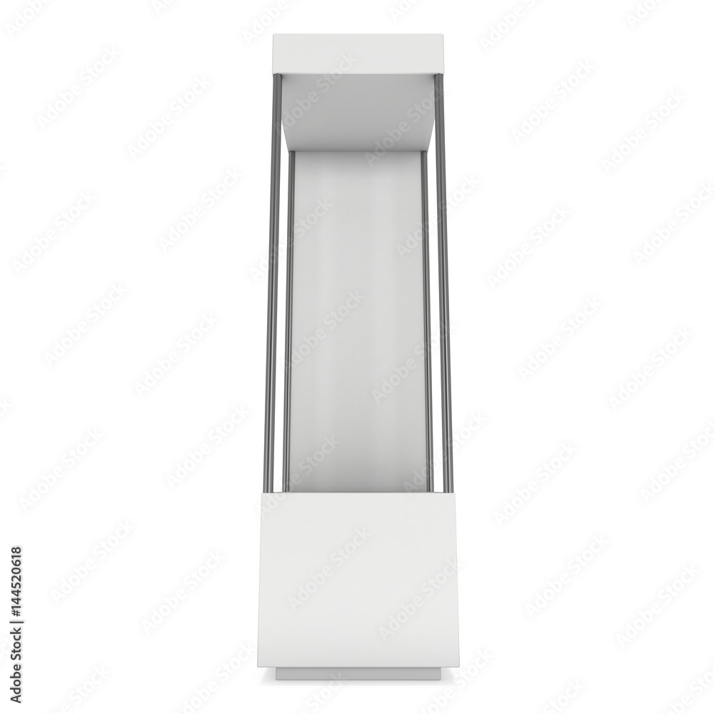 Empty showcase with for exhibit. 3D render illustration isolated on white background. Trade show booth blank pedestal for expo design. Empty showcase with for exhibit. 3D render illustration isolated on white background. Trade show booth blank pedestal for expo design.