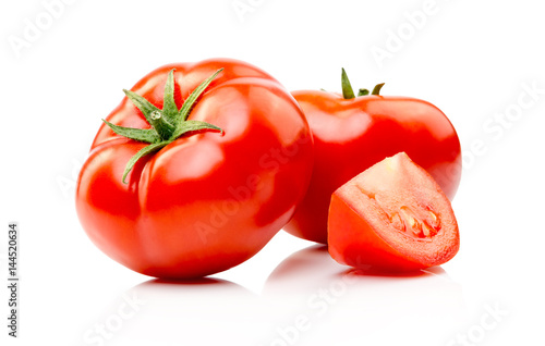 red tomatoes with slices isolated.