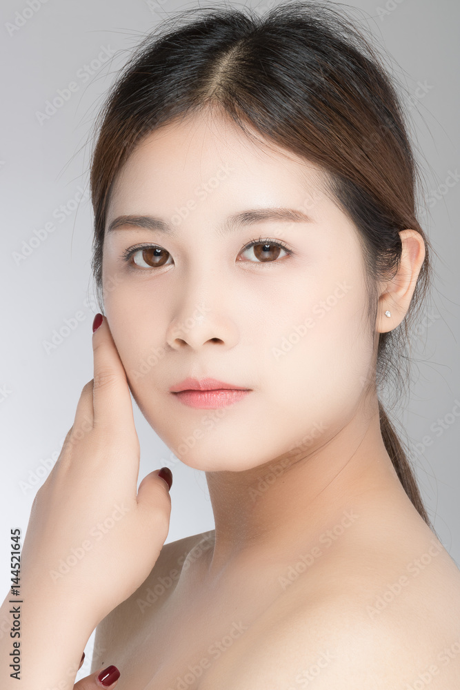 attractive beautiful asian woman skin care on white background attractive beautiful asian woman skin care on white background
