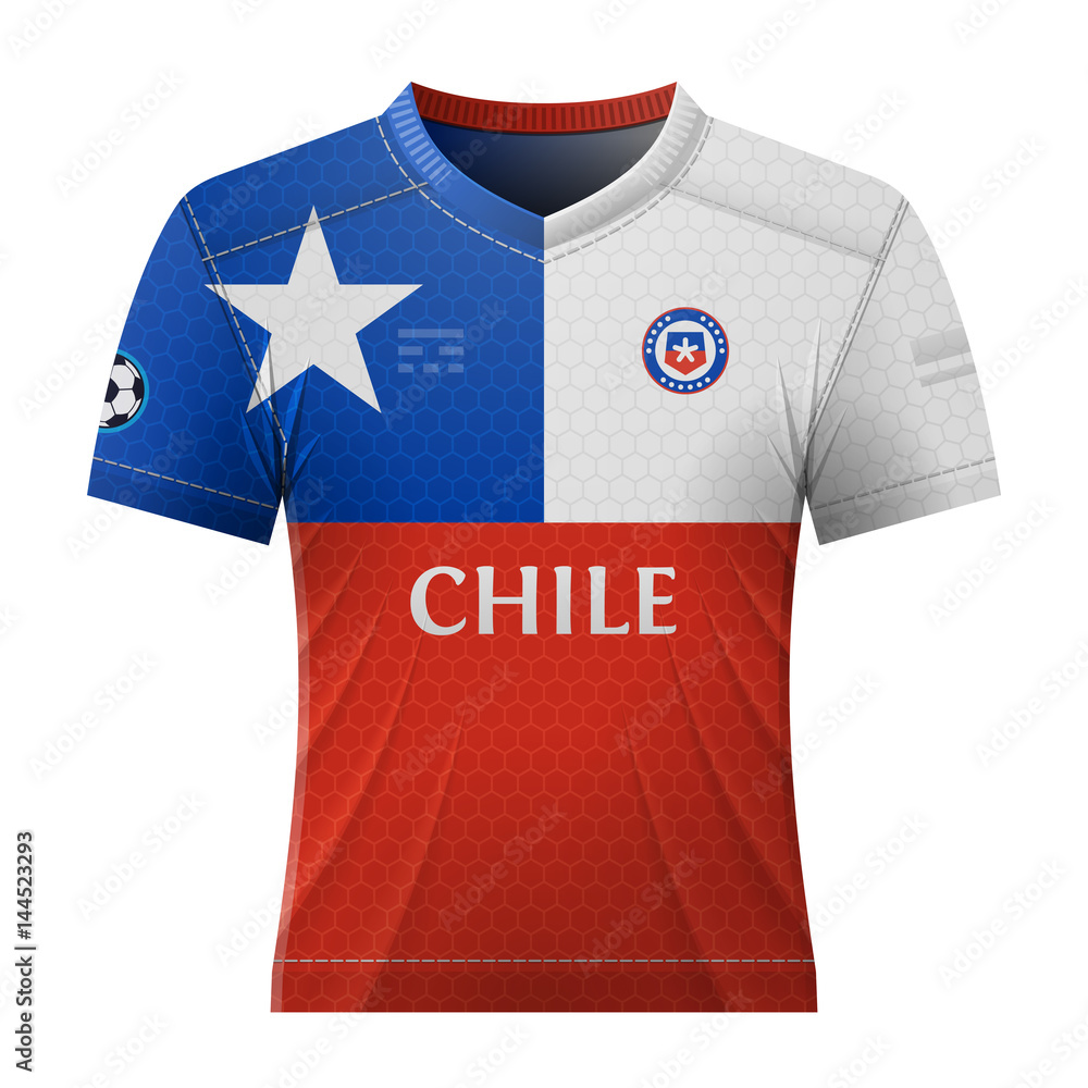 Soccer shirt in colors of chilean flag. National jersey for football team  of Chile. Qualitative vector illustration about soccer, sport game, football,  championship, national team, gameplay, etc Stock Vector | Adobe Stock