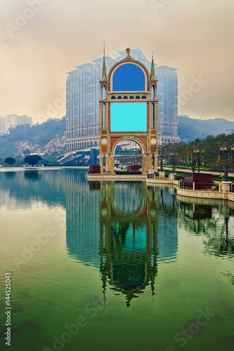 Canal of Venetian Macau Casino and Hotel luxury resort sundown photo