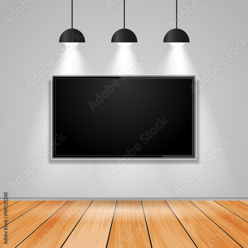 Modern mockup design spotlights, with tv vector