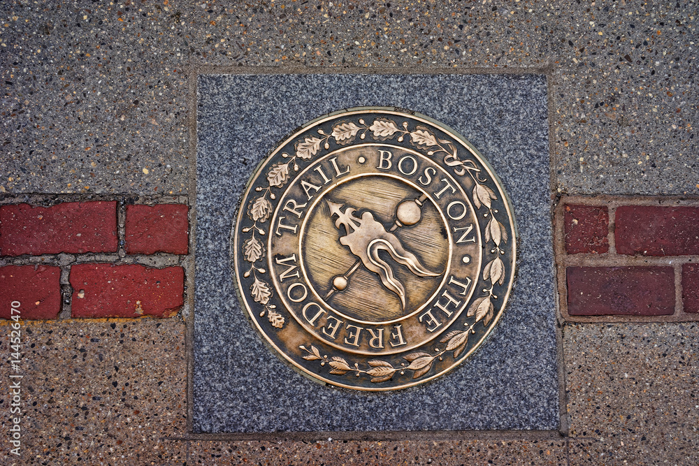 Freedom Trail symbol on the road in downtown Boston Freedom Trail symbol on the road in downtown Boston