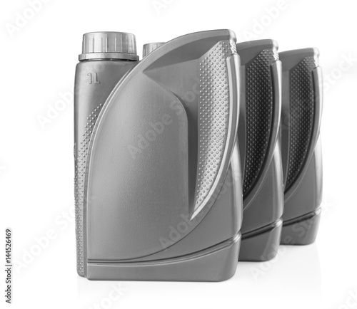 Plastic gray canister for engine oil