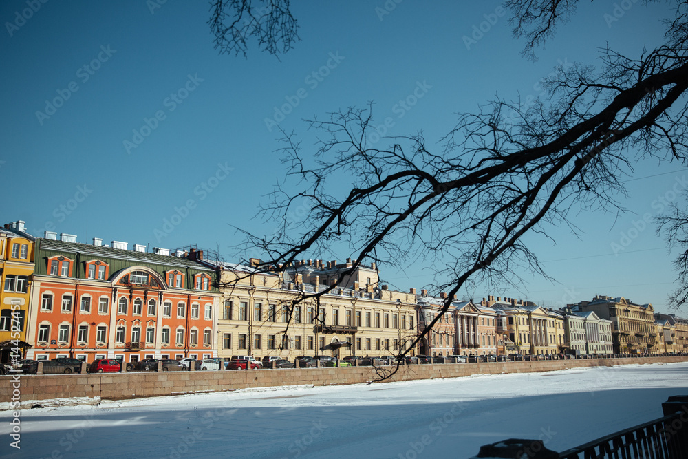 Saint Petersburg winter cityscape