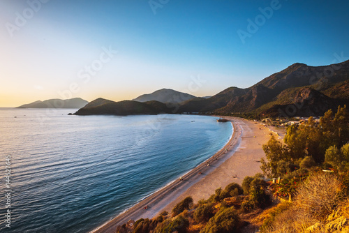 Fototapeta Naklejka Na Ścianę i Meble -  Sunset Oludeniz lagoon sea beach Turkey