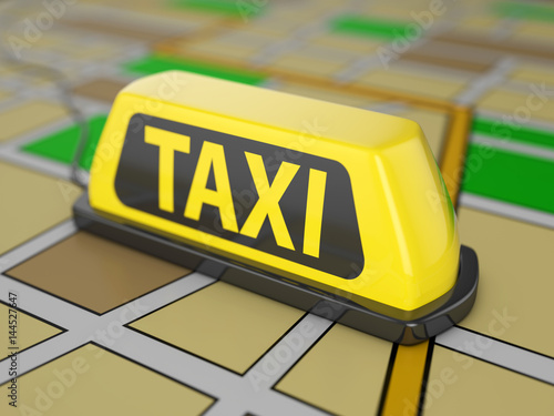 Taxi sign on map