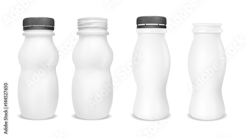 White empty plastic bottle for yogurt. Packaging for sour cream, sauce and snack