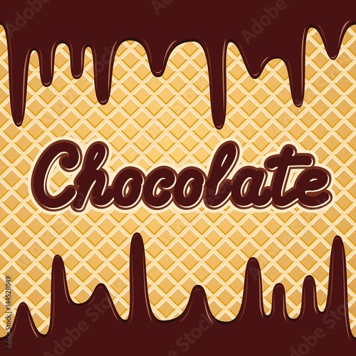 Flowing chocolate on wafer texture