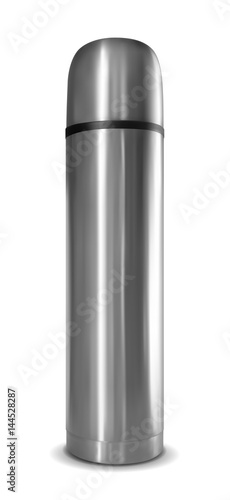 Realistic black metal thermos