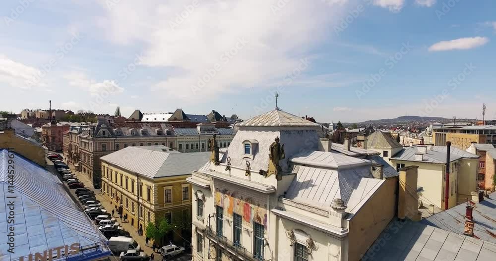 Chernivtsi Museum of Fine Arts in the center oh historic city with painted wall. Chernivtsi, Ukraine. Chernivtsi Museum of Fine Arts in the center oh historic city with painted wall. Chernivtsi, Ukraine.