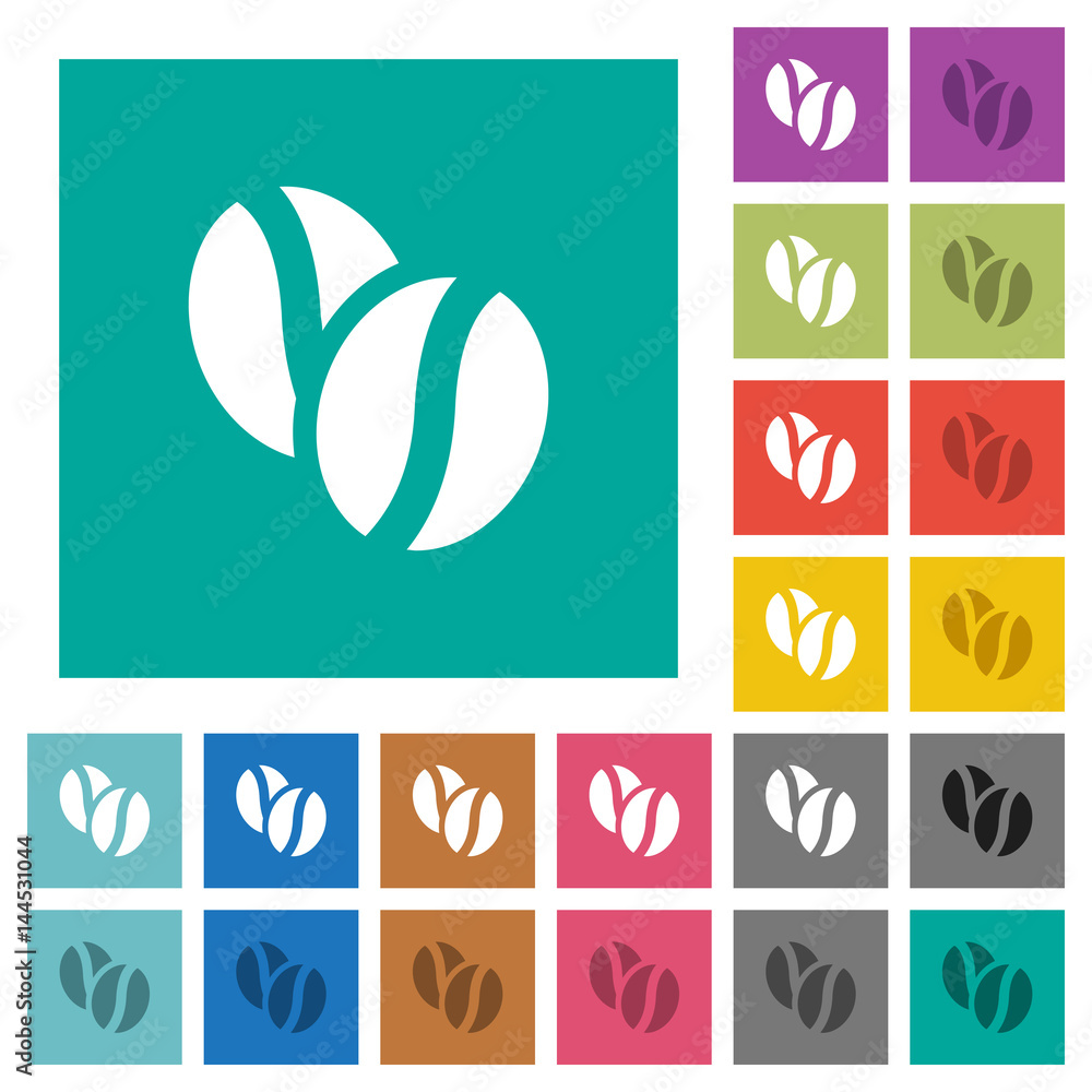 Coffe beans square flat multi colored icons Coffe beans square flat multi colored icons