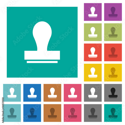Stamp square flat multi colored icons
