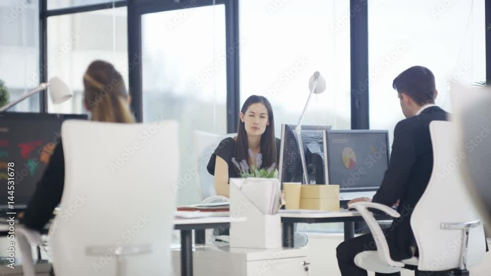 Corporate business group working together in modern city office Corporate business group working together in modern city office