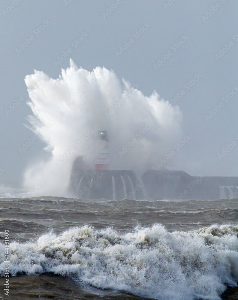 Newhaven Lighthouse in Rough Sea