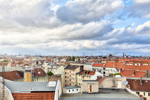 Photography HDR shot: sea of berlin houses with cloudscape