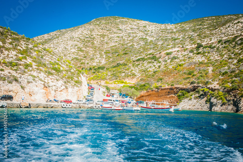 Obraz na płótnie Greece, Zakynthos, August 2016. Rocks, caves and blue water, bay, harbour w salonie