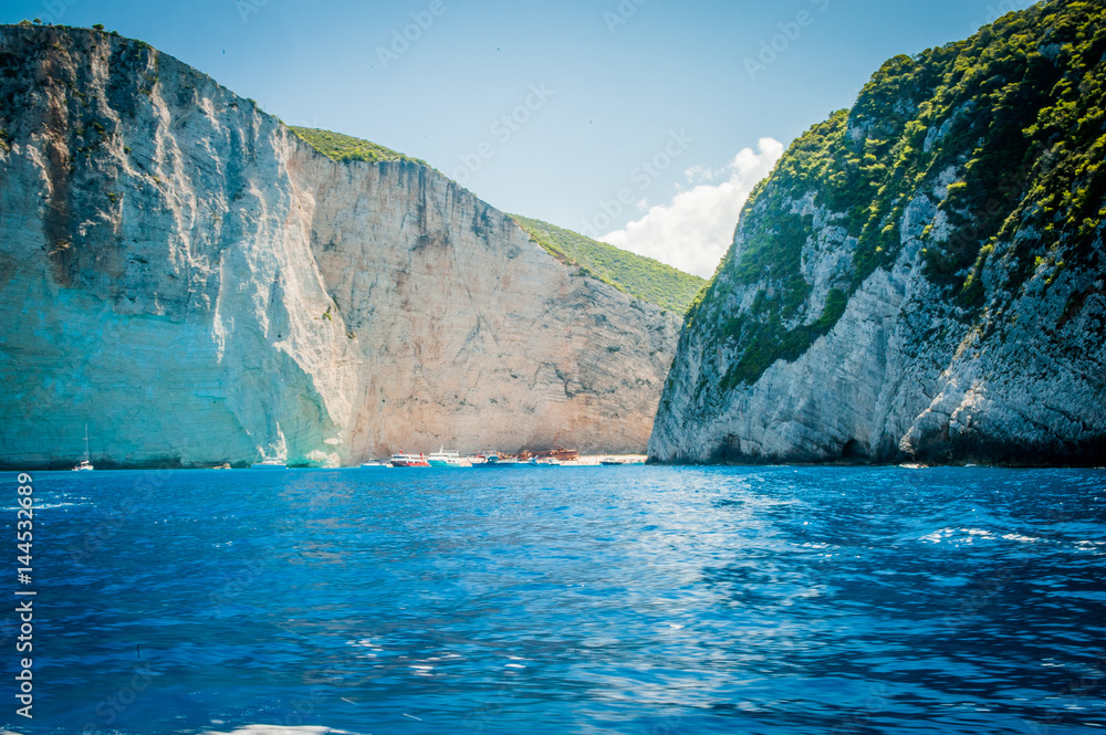 Greece, Zakynthos, Shipwreck bay, August 2016. Beautiful view from boat, last view of navagio beach