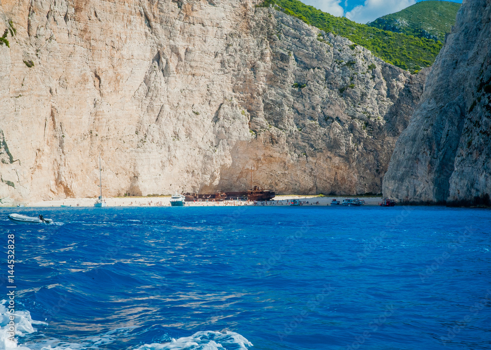 Greece, Zakynthos, Shipwreck bay, August 2016. Beautiful view from boat, last view of navagio beach