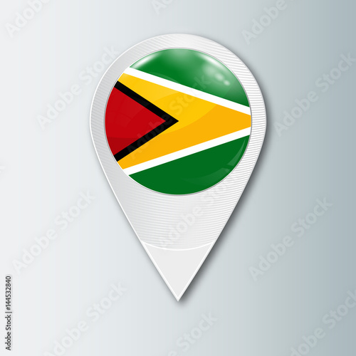 Free Download Pointer with the national flag of Guyana in the ball with reflection. Tag to indicate the location. Realistic vector illustration. - GFXLoad