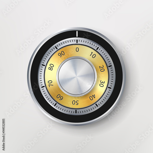 Combination Lock, Realistic Metal Vector Illustration. Safe Lock