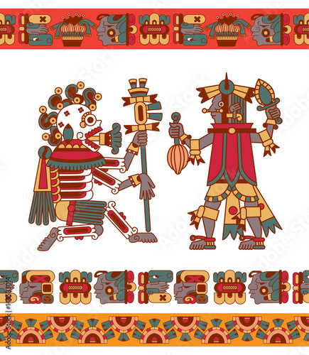 Vector illustration aztec cacao pattern for chocolate package design.