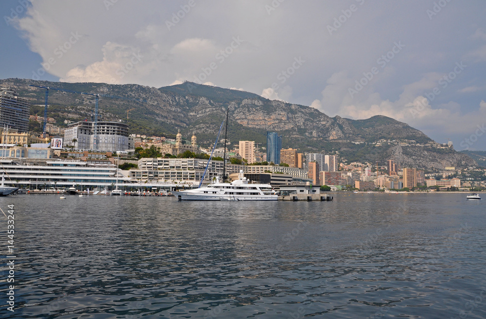 The port in Monaco in cloudy weather