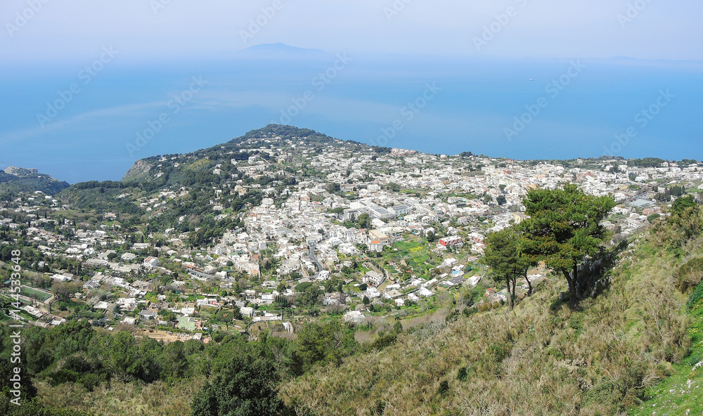 Capri, Naples, Italy. Great landscape from the summit of mount Solaro