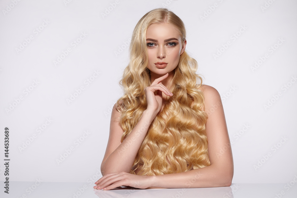Beauty portrait of attractive girl with curly hair Beauty portrait of attractive girl with curly hair