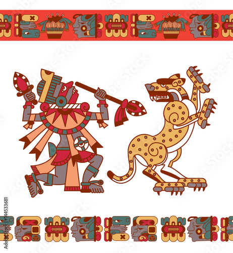 Vector illustration aztec cacao pattern for chocolate package design.