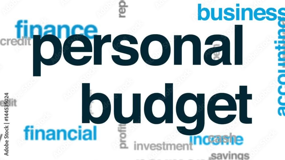 Personal budget animated word cloud, text design animation. Personal budget animated word cloud, text design animation.