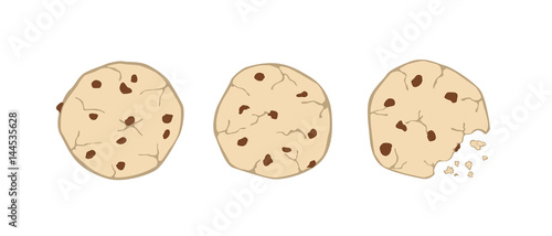 Set of vector cartoon illustration of delicious cookies isolated on white background