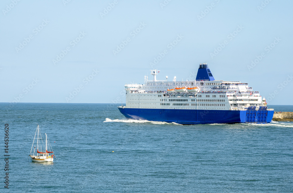 Ferry Leaving the Port on a Sunny Day Ferry Leaving the Port on a Sunny Day