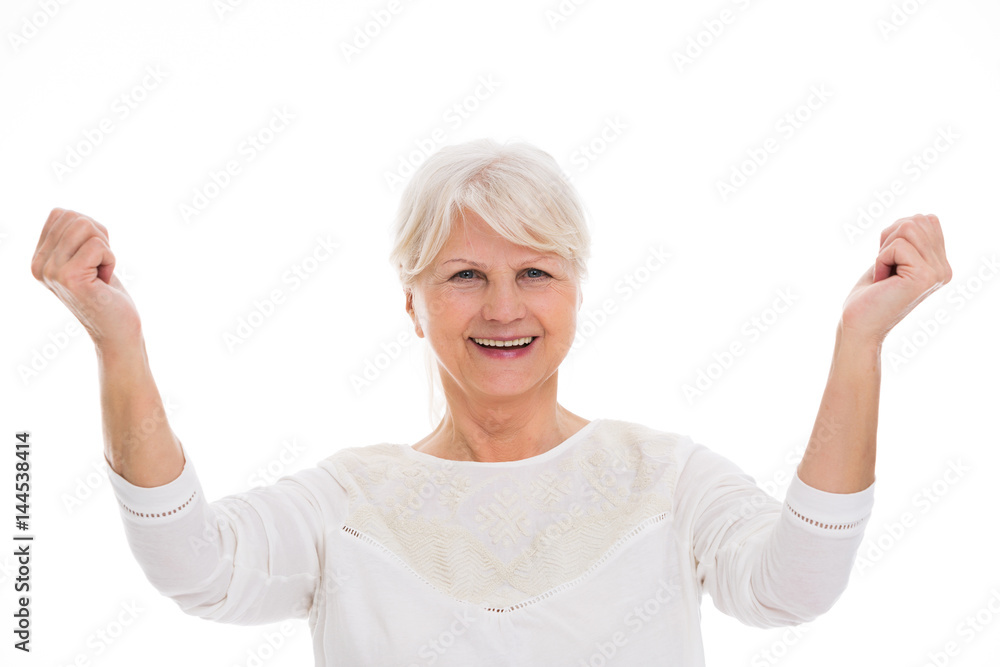 Senior woman gesturing Senior woman gesturing