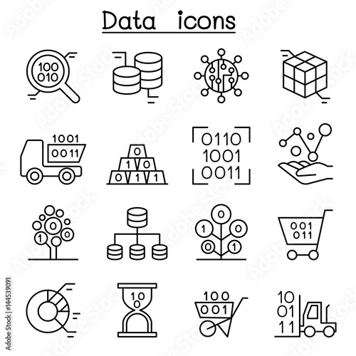 Database , Data & Graph icon set in thin line style