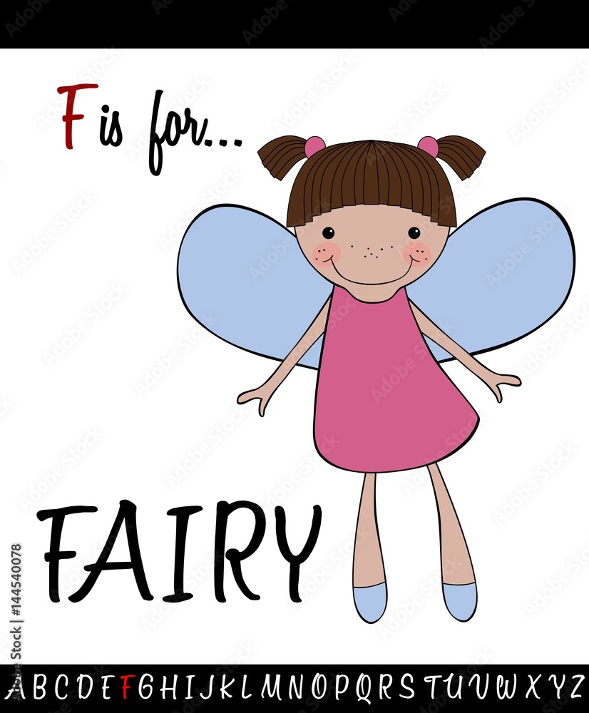 Illustrated vocabulary worksheet card with cartoon FAIRY Illustrated vocabulary worksheet card with cartoon FAIRY