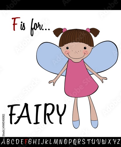 Illustrated vocabulary worksheet card with cartoon FAIRY